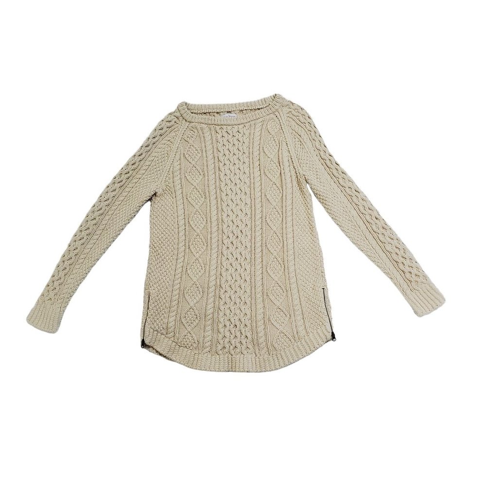 L.L. Bean Women's Signature Cotton Fisherman Tunic Cable Knit Sweater Size S
